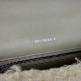 Balenciaga Furry Hourglass 2Way Handbag Beige