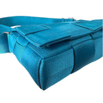 Bottega Veneta Teal Blue Intrecciato Cassette Flap Crossbody Bag