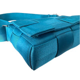 Bottega Veneta Teal Blue Intrecciato Cassette Flap Crossbody Bag