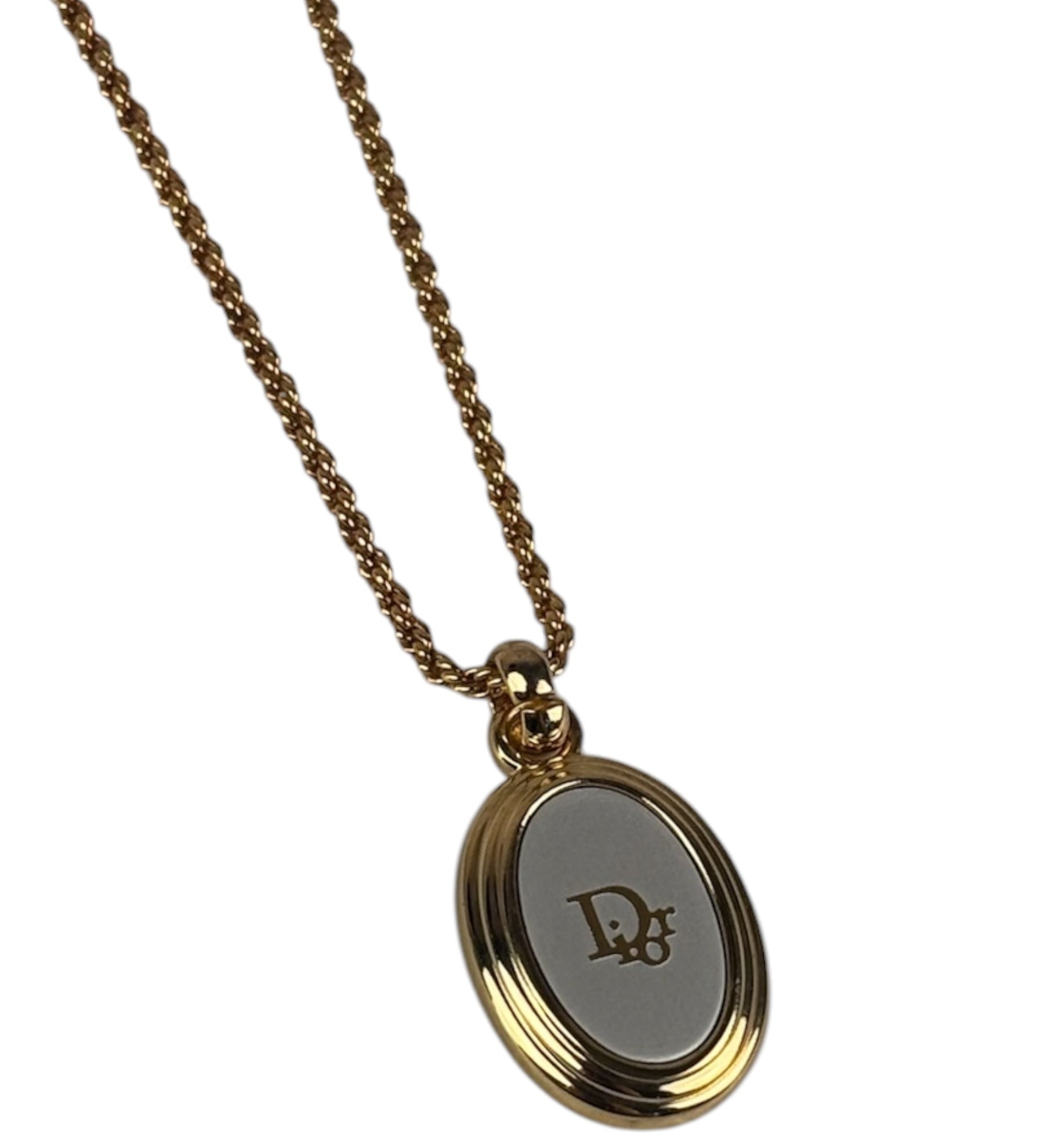 Christian Dior Vintage Gold-Tone Oval Pendant Necklace