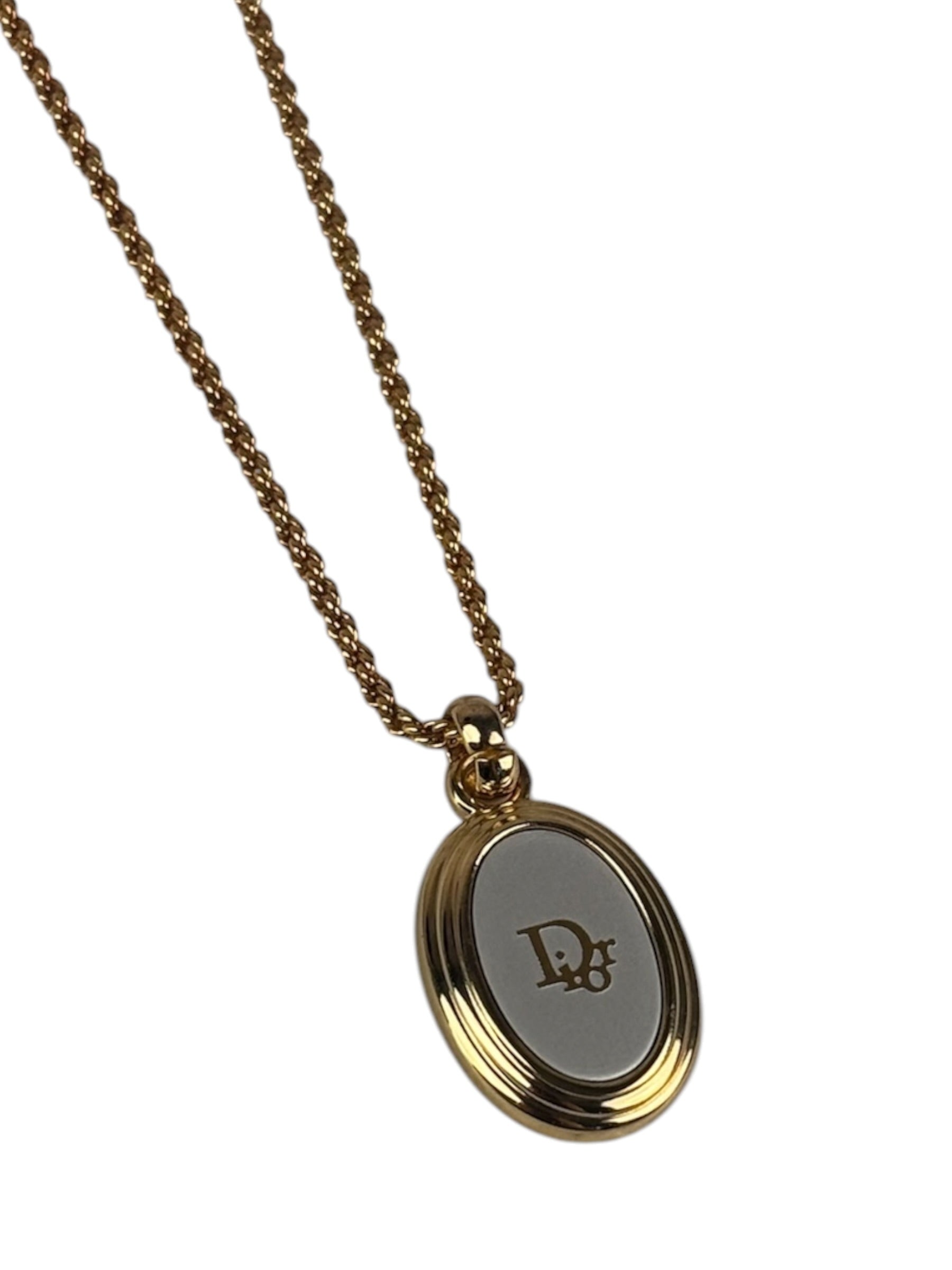 Christian Dior Vintage Gold-Tone Oval Pendant Necklace