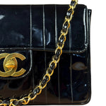Chanel Black Patent Mademoiselle Single Flap Bag '95