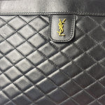 YSL Black Leather Baby Victoire Chain Clutch