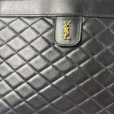 YSL Black Leather Baby Victoire Chain Clutch