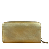 Prada Metallic Gold Saffiano Leather Zip-Around Wallet