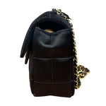 Chanel Black Satin Chocolate Bar Mini Chain Flap Bag 2010