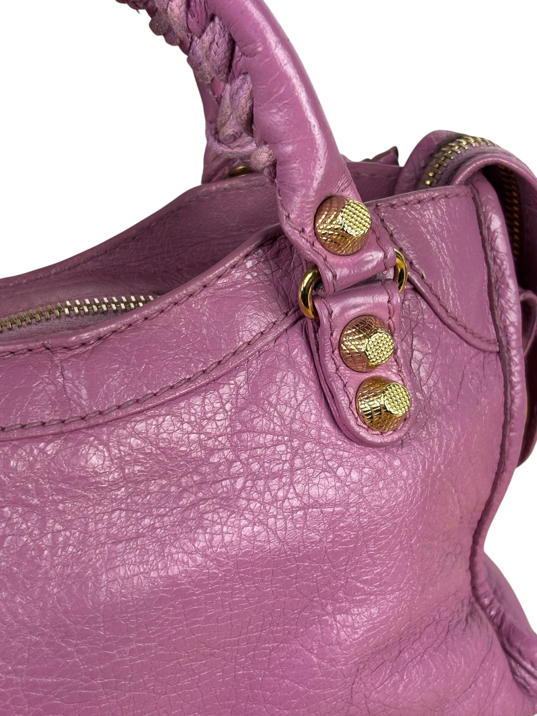 Balenciaga Purple Leather Velo Moto Two-Way Bag