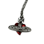 Vivienne Westwood Orb Red Diamante Heart Pendant Necklace