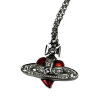 Vivienne Westwood Orb Red Diamante Heart Pendant Necklace