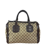Gucci GG Leather Trim Canvas Techno Boston Handbag