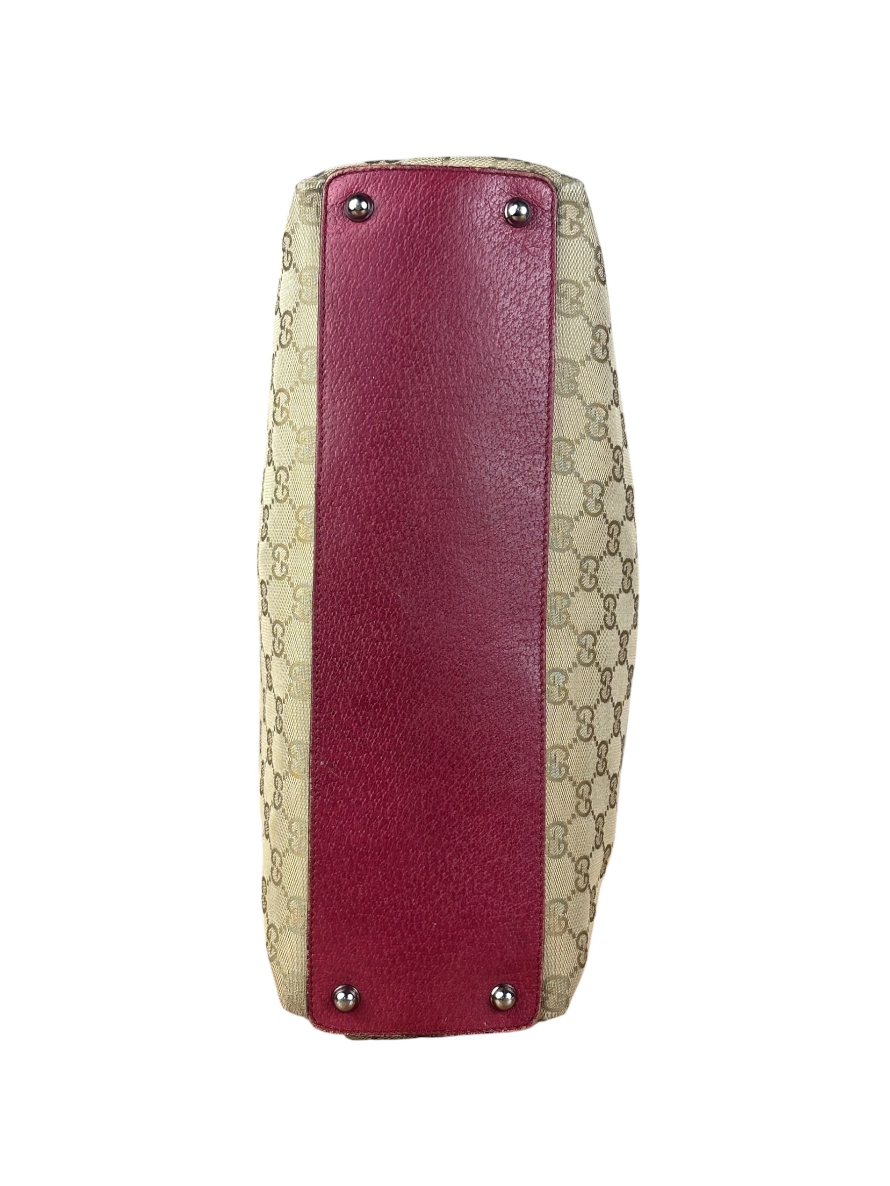 Gucci Vintage GG Canvas Pink Trim Shoulder Bag
