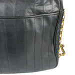 Chanel Vintage Black Leather Mademoiselle Vertical Quilted Shoulder Bag 1990's