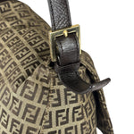 Fendi Brown Leather Trim Zucca Mamma Baguette