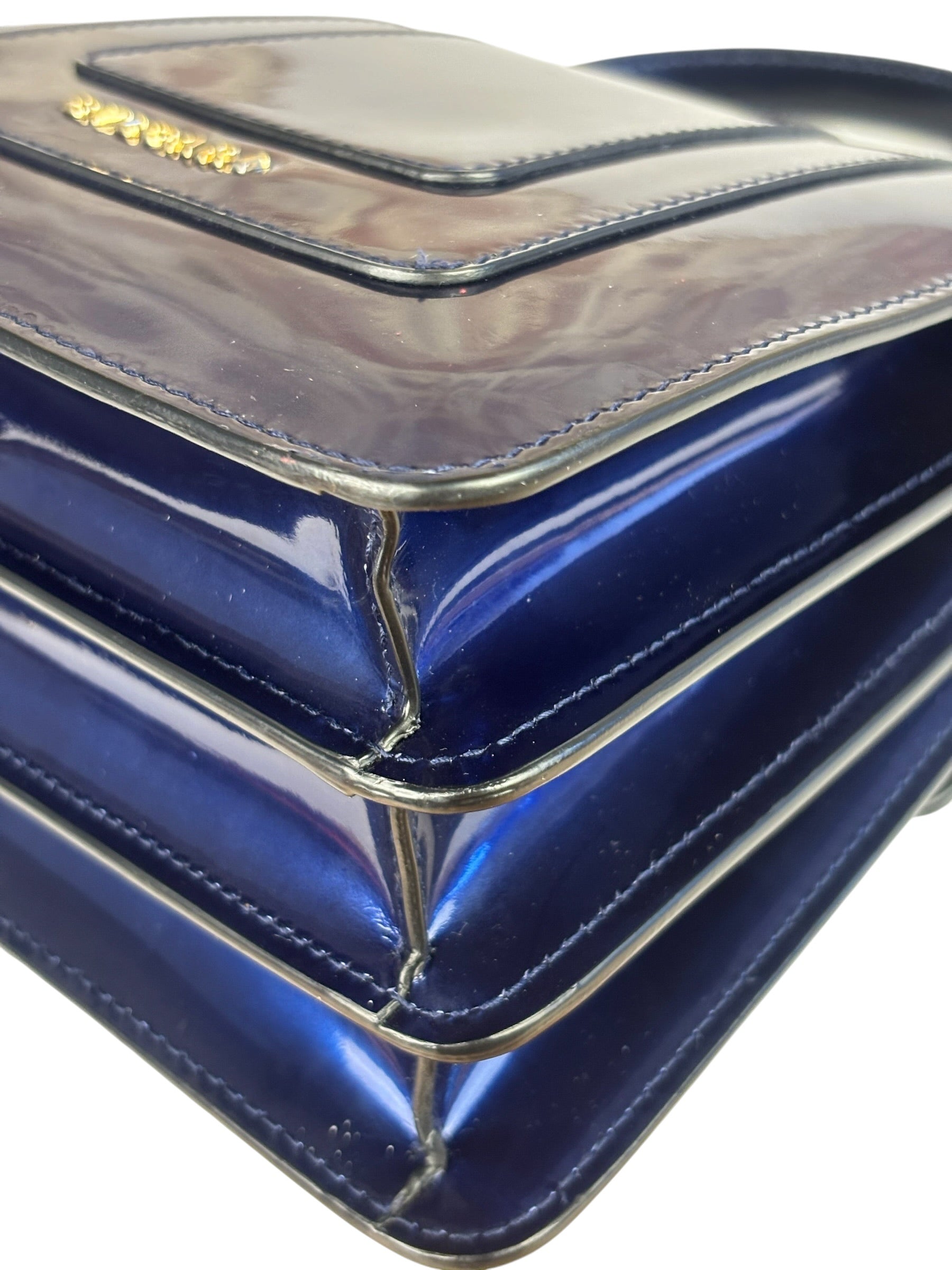 Bvlgari Shiny Blue Patent Leather Serpenti Forever Two-Way Bag