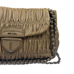 Prada Beige Nappa Leather Gaufre Chain Shoulder Bag