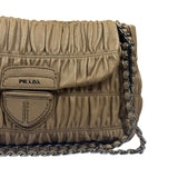 Prada Beige Nappa Leather Gaufre Chain Shoulder Bag