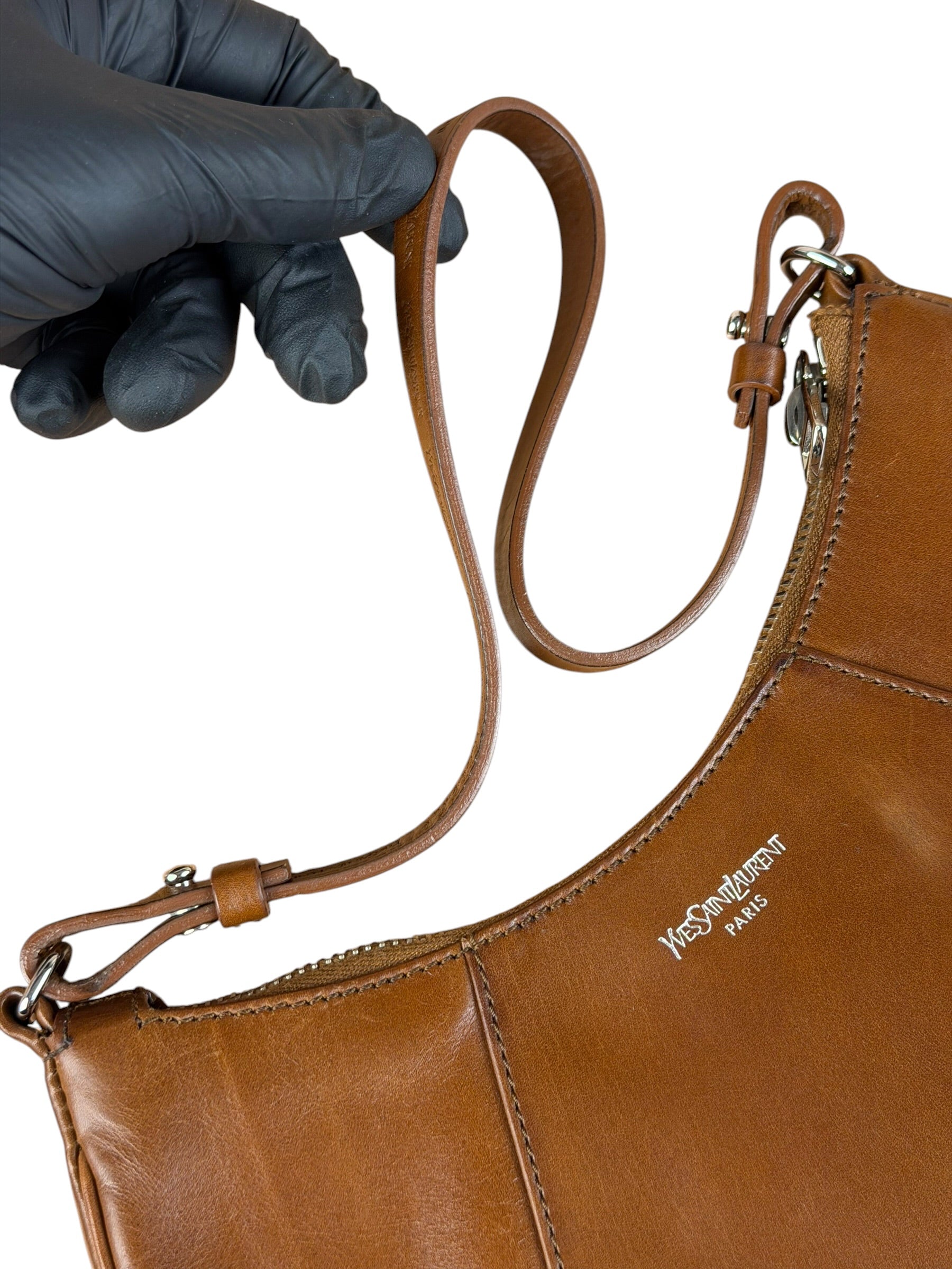Saint Laurent Vintage Brown Leather Mini Shoulder Bag