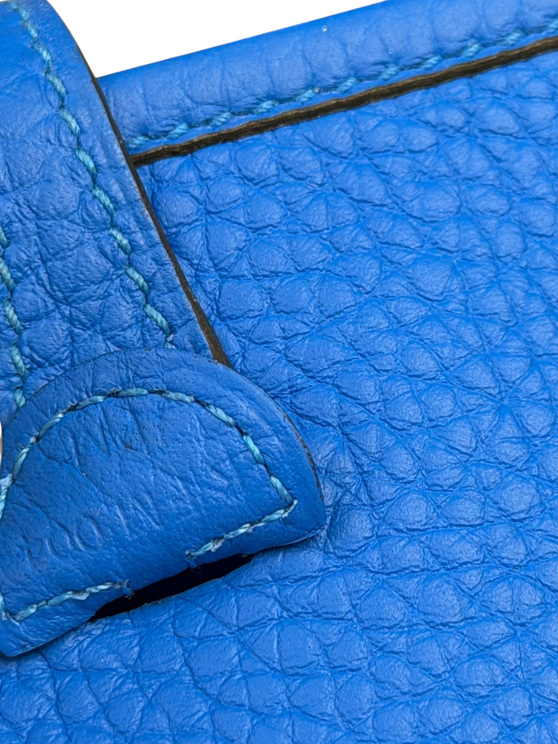 Hermes Bleu Hydra Leather Clemence Cordage Mini Evelyne TMP16