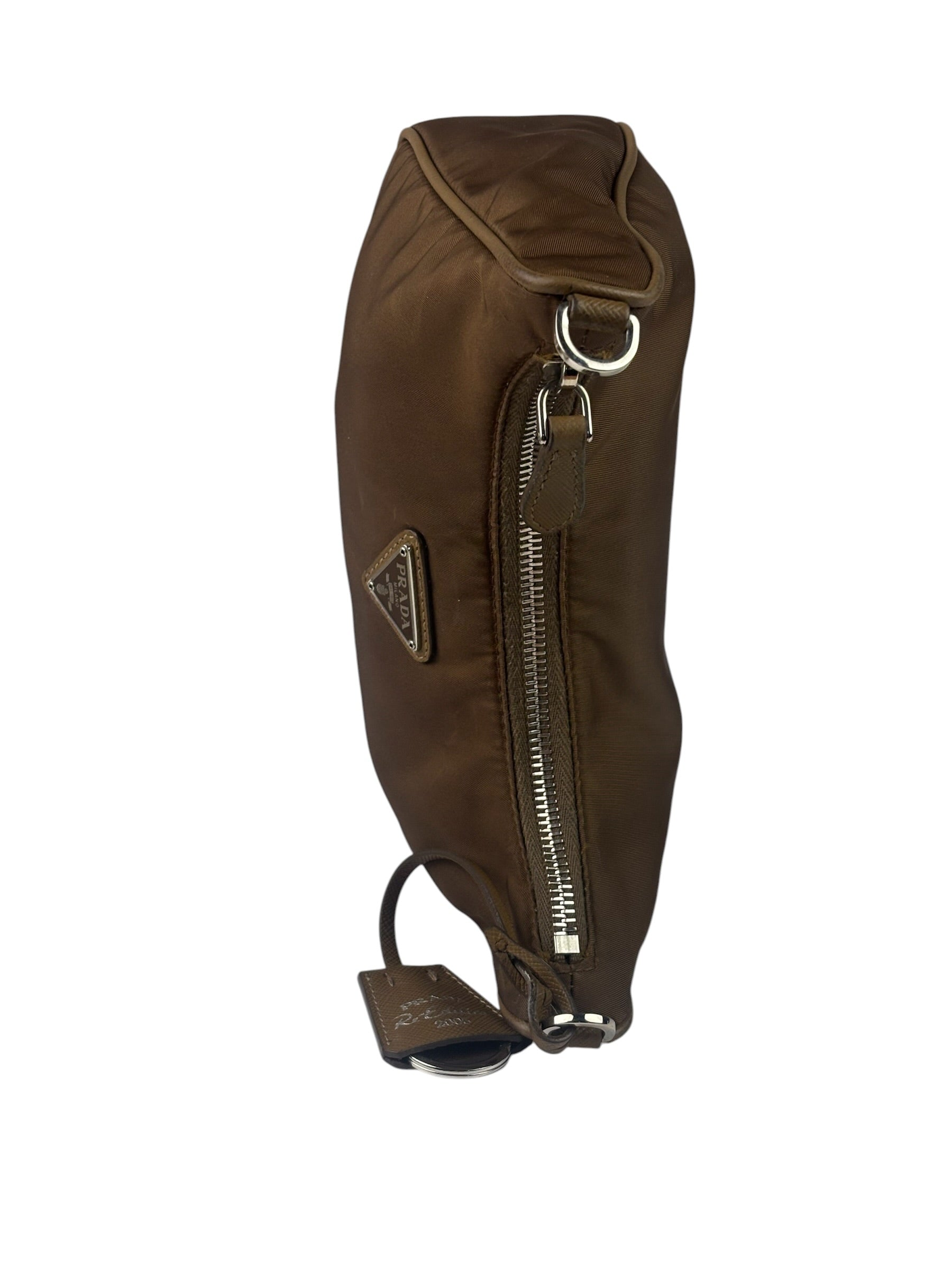 Prada Brown Nylon Pochette Shoulder Bag