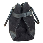 Salvatore Ferragamo Black Leather Trim Gancini Monogram Canvas Shoulder Bag