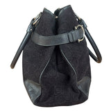 Salvatore Ferragamo Black Leather Trim Gancini Monogram Canvas Shoulder Bag