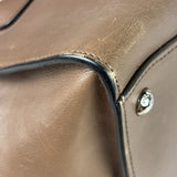 Prada Neutral Taupe Glace Calf Twin Pocket Two-Way Tote