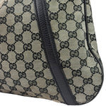 Gucci Black Leather Trim GG Supreme Hobo Bag