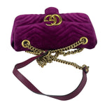 Gucci Magenta Velvet Marmont Matelasse Shoulder Bag