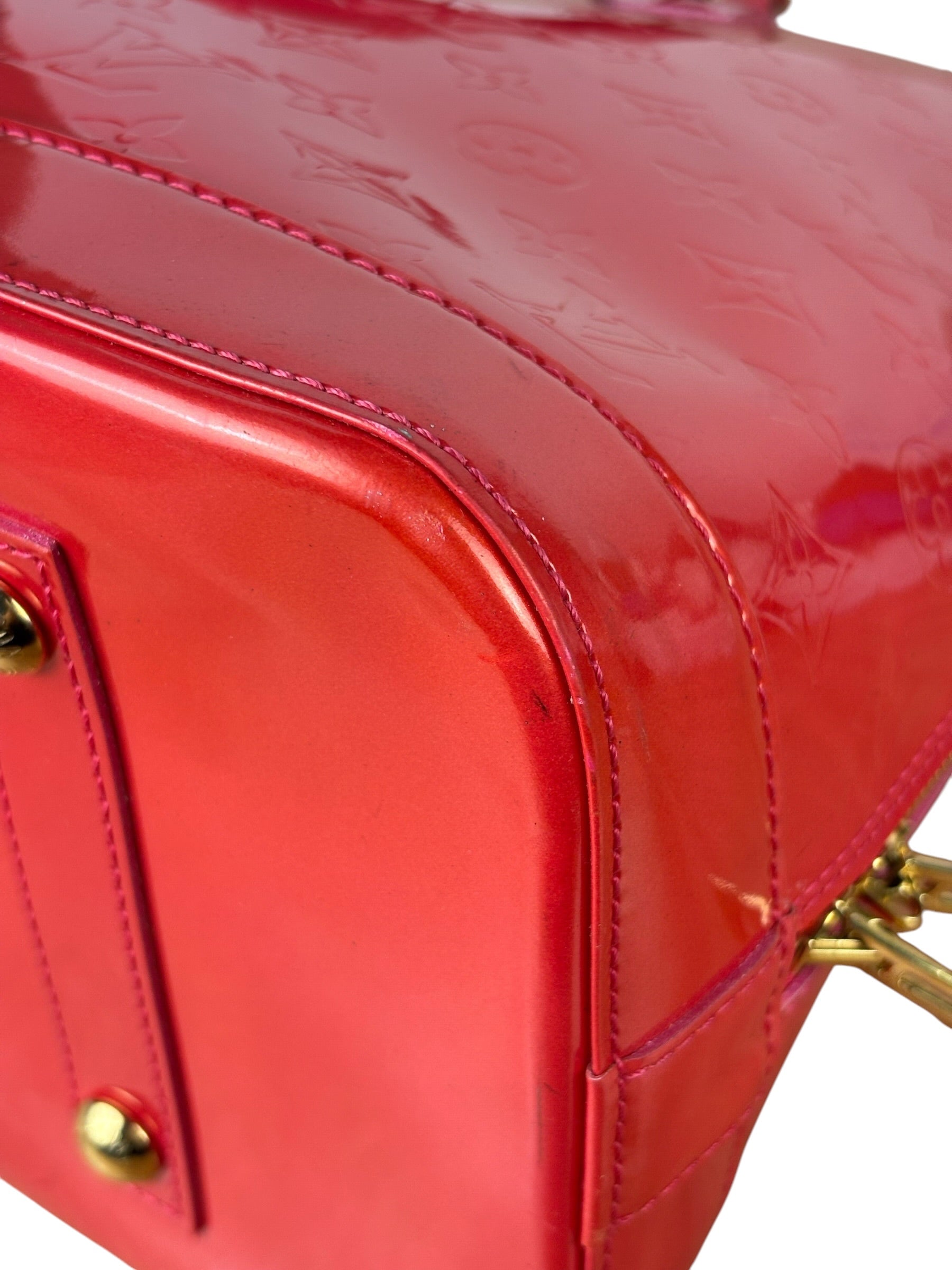 Louis Vuitton Apple Red Vernis Alma Handbag GM