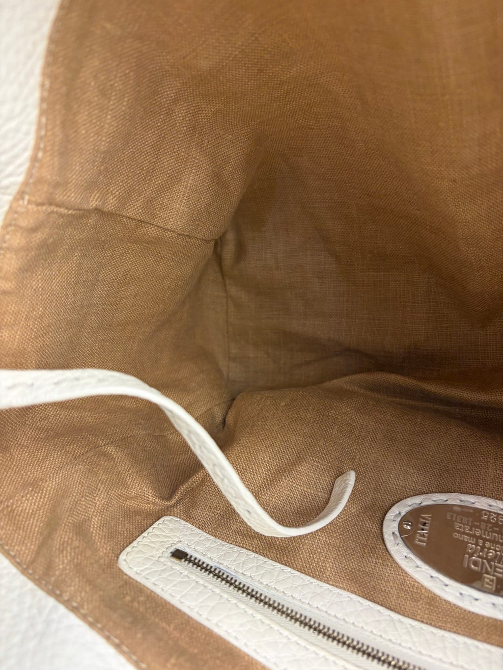 Fendi White Leather Selleria Linda Shoulder Bag