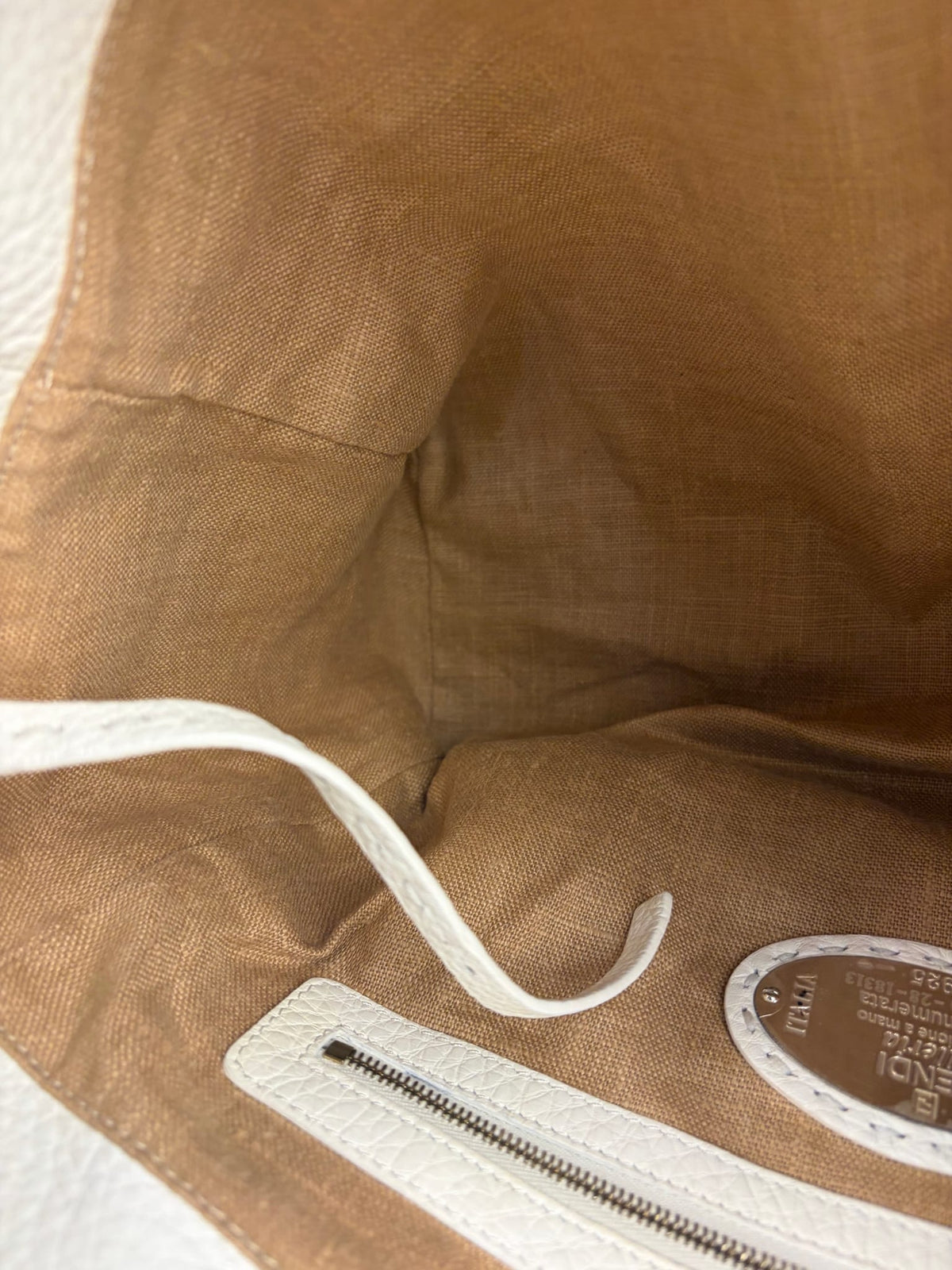 Fendi White Leather Selleria Linda Shoulder Bag