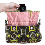 Fendi Canvas Baguette Dark Brown Beaded