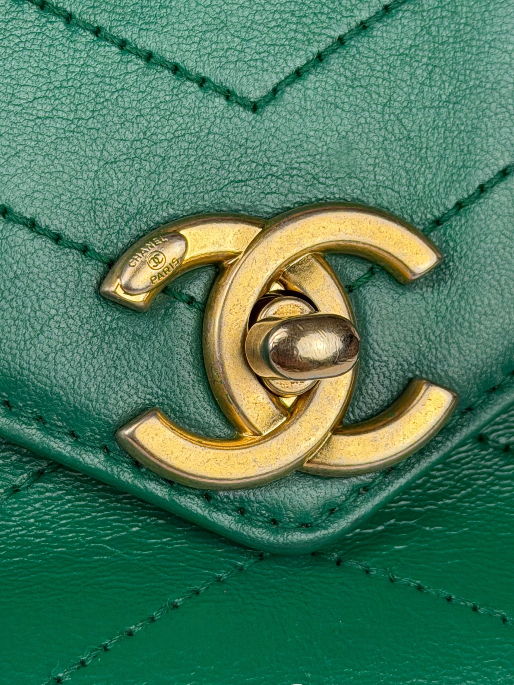 Chanel Green Lambskin Shoulder Bag 2018