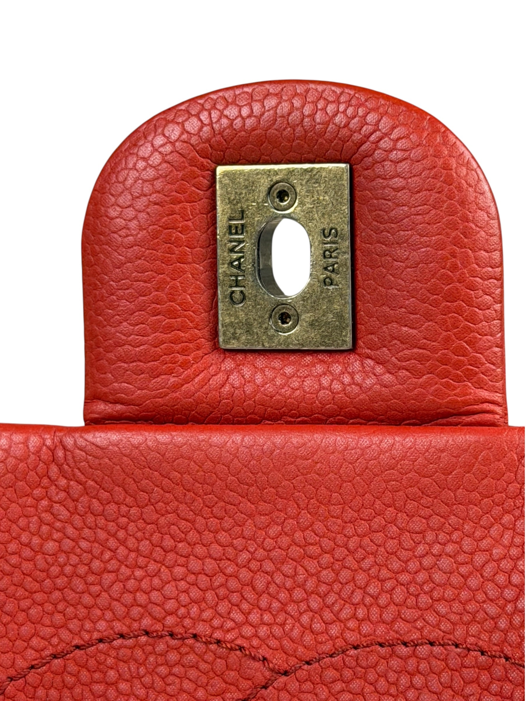 Chanel Red Quilted Caviar Leather Timeless Shoulder Bag 2012