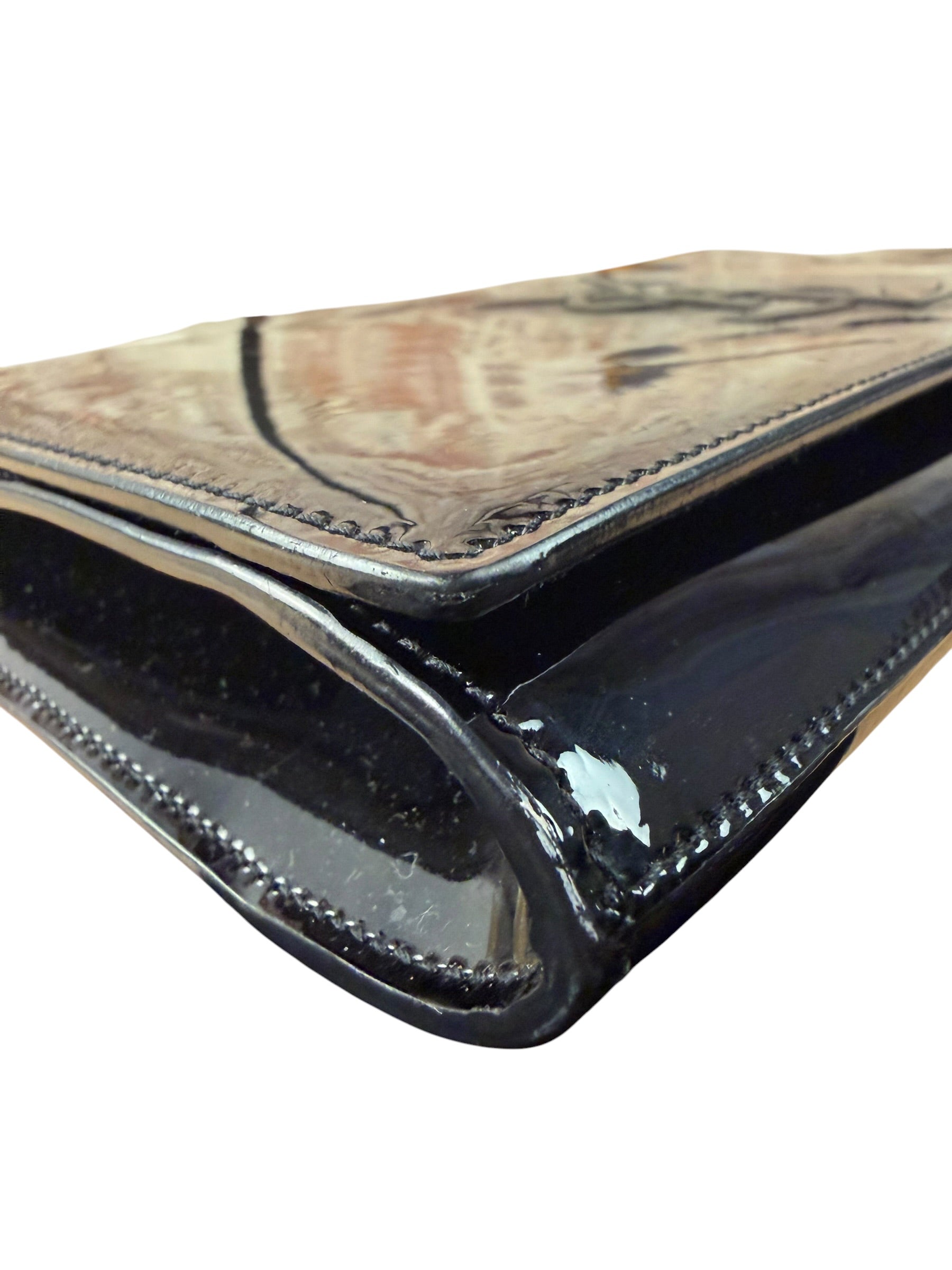 Yves Saint Laurent Black Patent Leather Belle De Jour Clutch