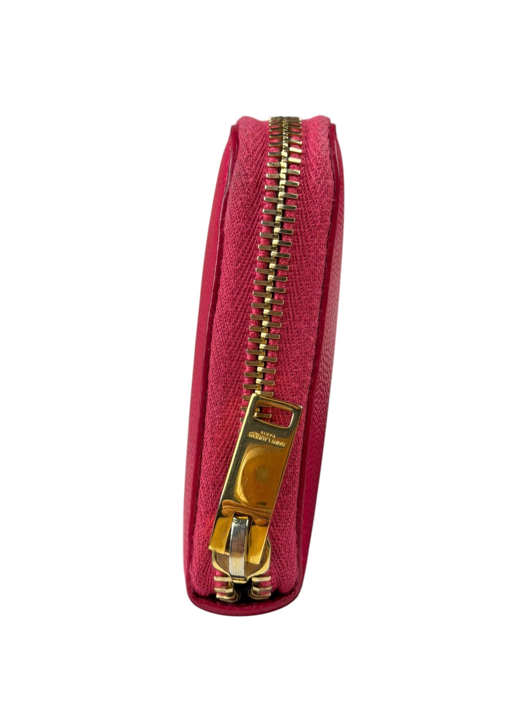 Yves Saint Laurent Pink Leather Zip Around Long Wallet