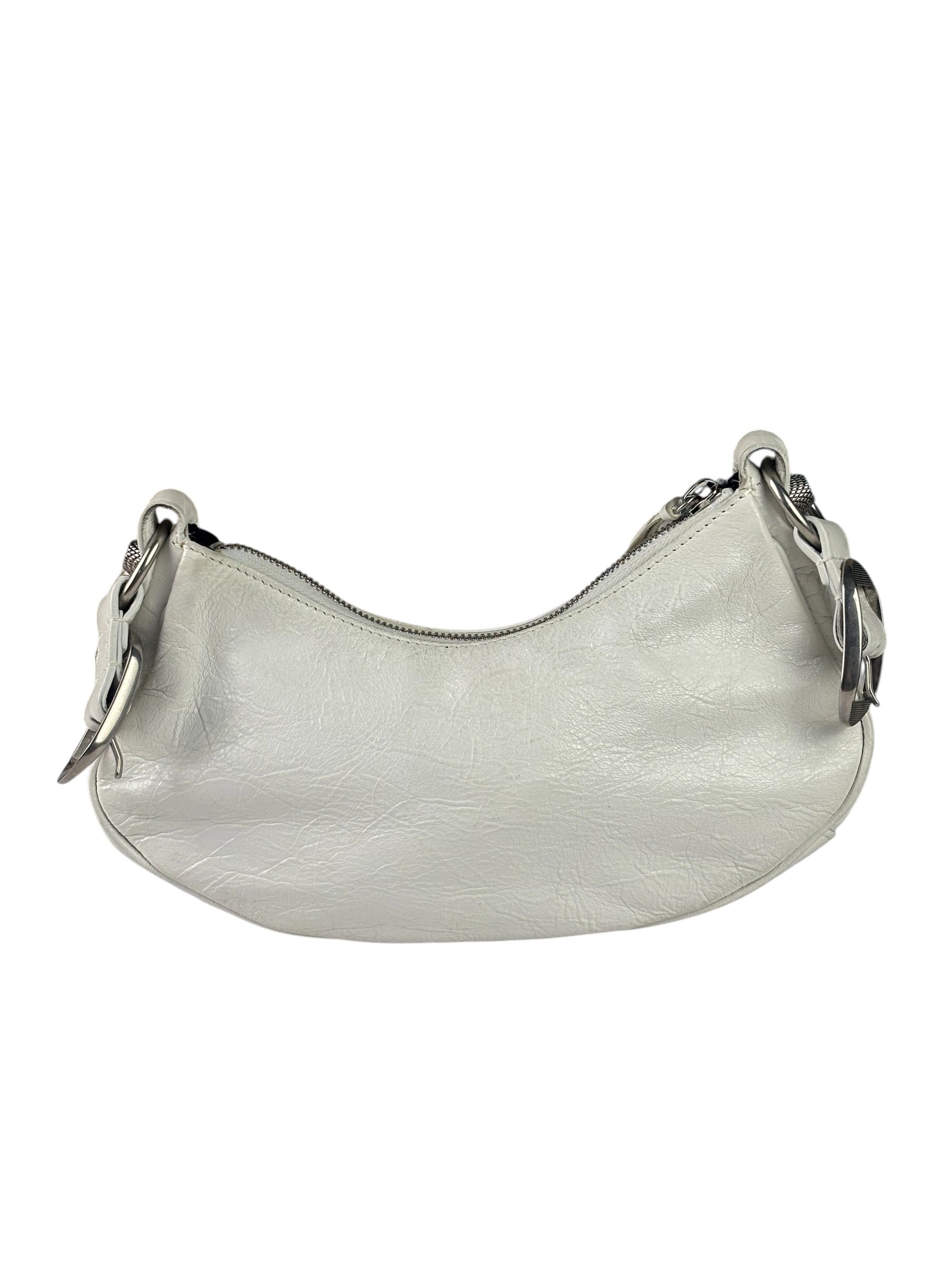 Balenciaga White Lambskin Le Cagole Shoulder Bag