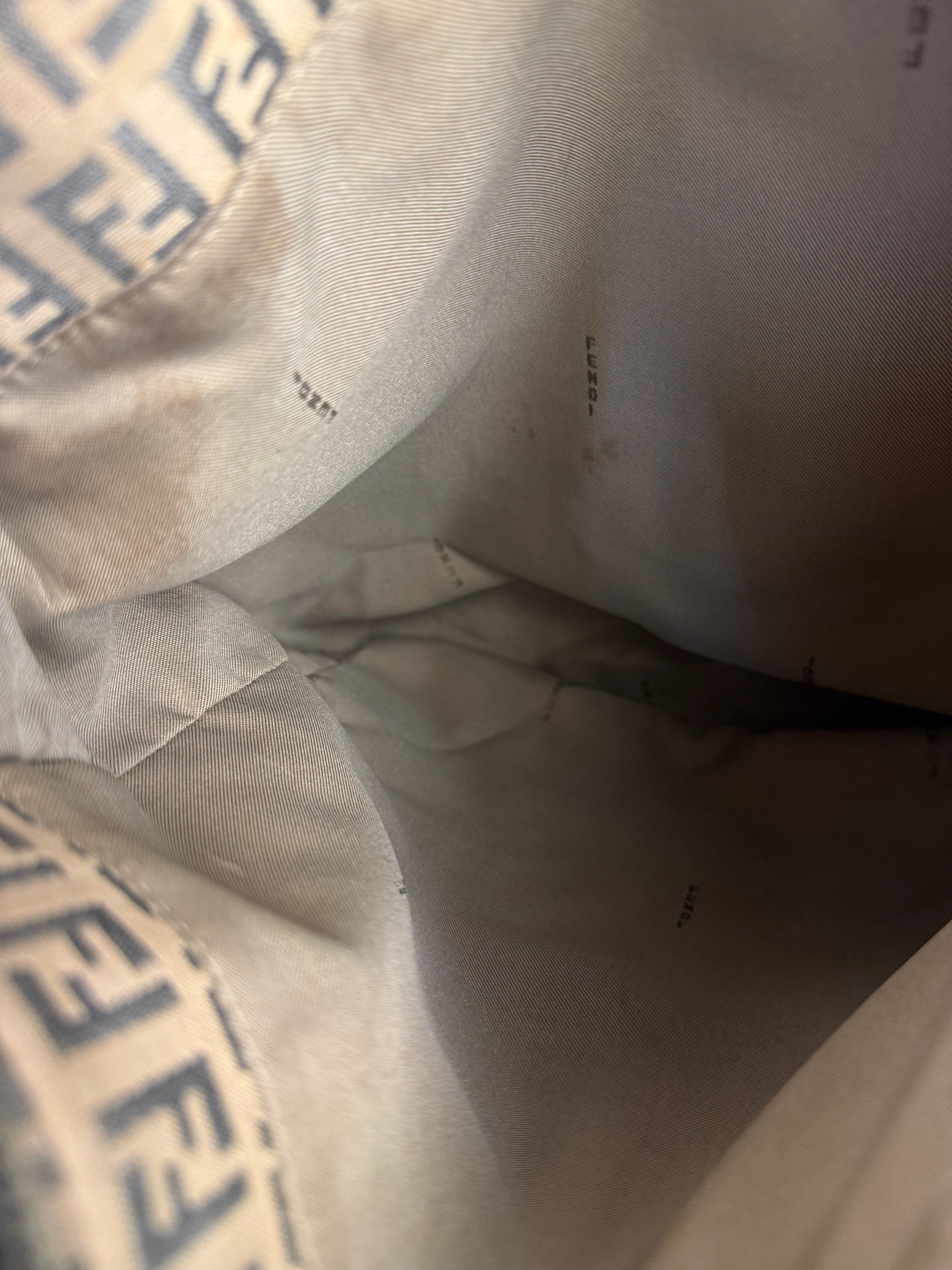 Fendi FF Beige Canvas Double Pocket Tote Bag