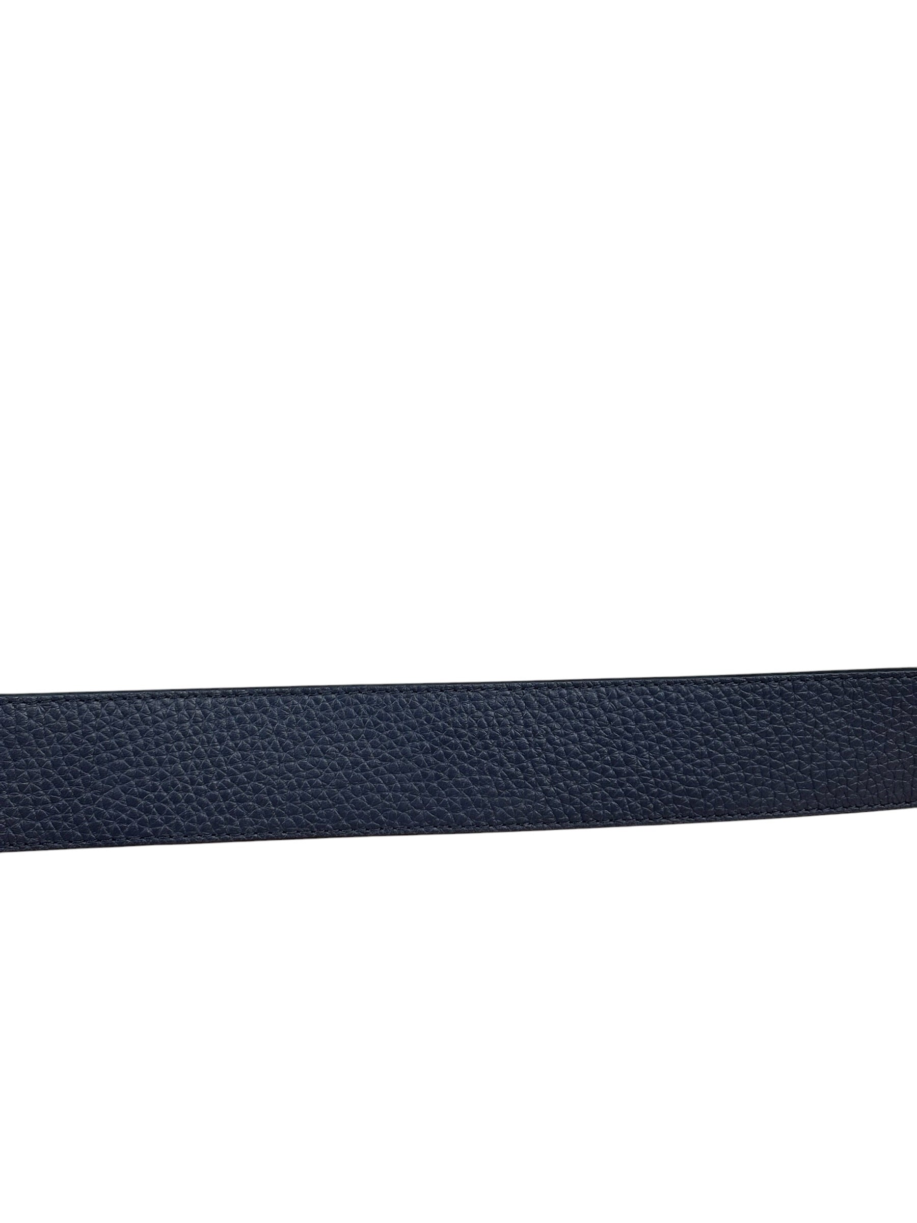 Louis Vuitton Reversible Blue/Grey Leather Logo Belt