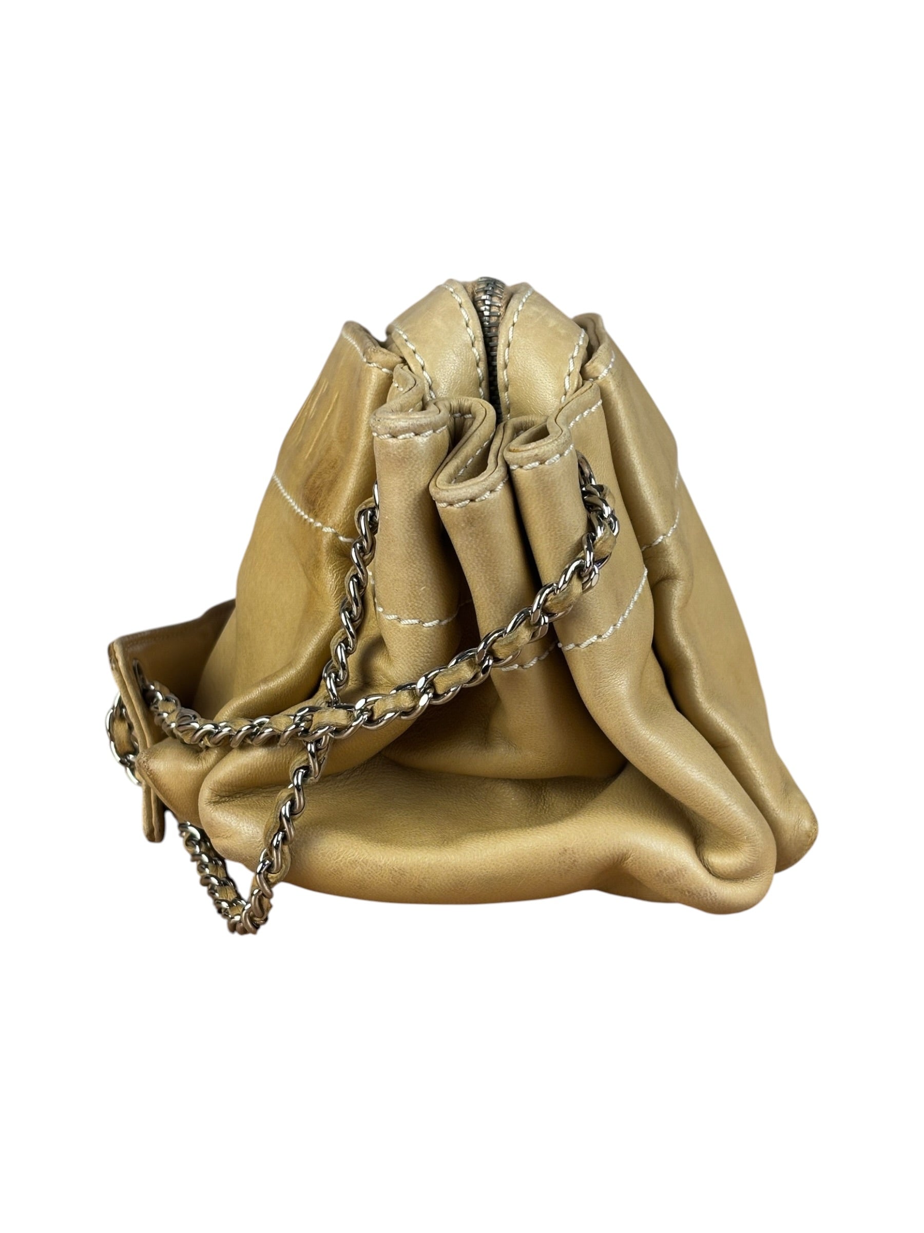 Chanel Warm Beige Leather LAX Accordion Shoulder Bag 2003
