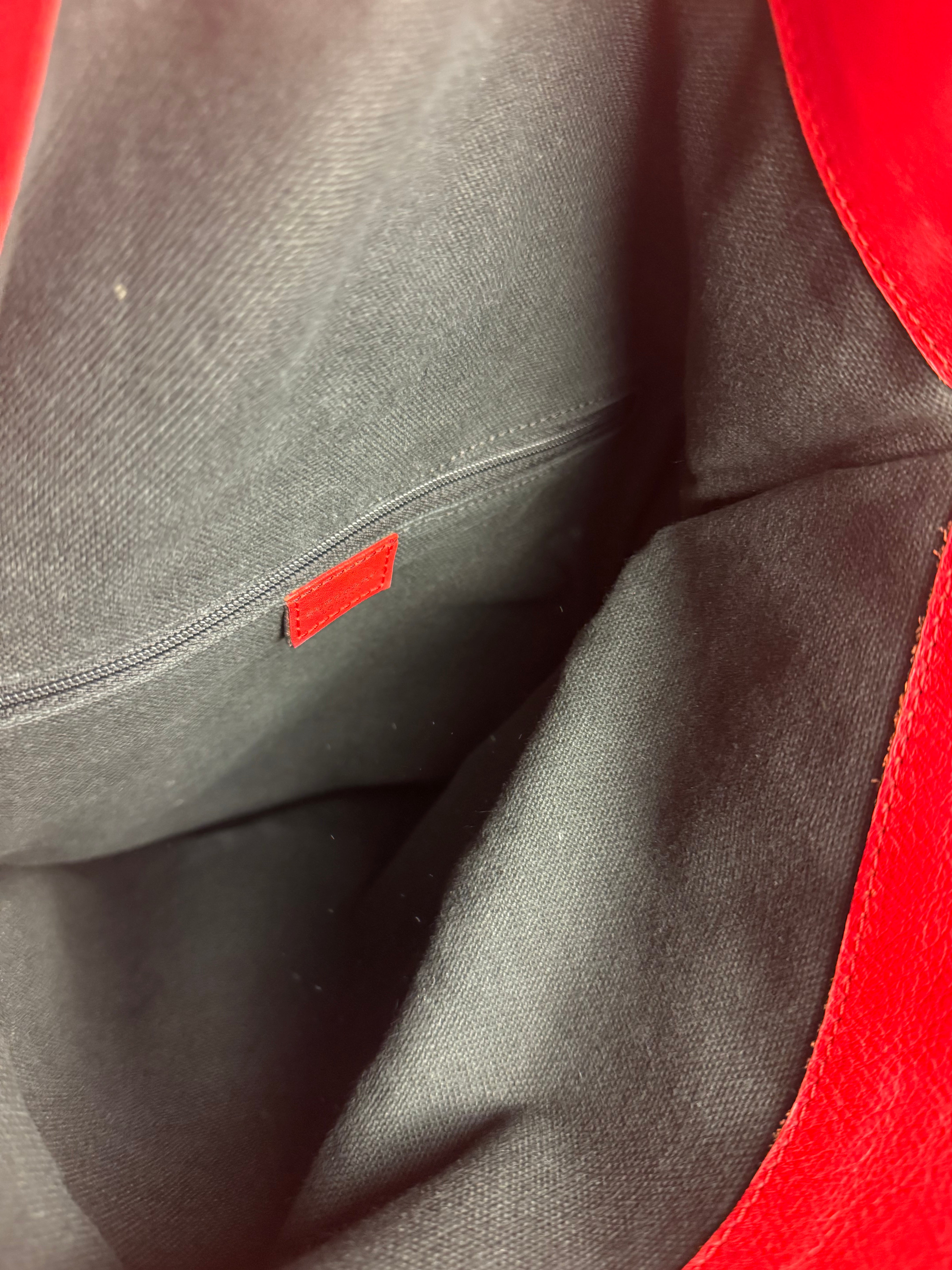 Burberry Red Leather Haymarket Check Shoulder Bag