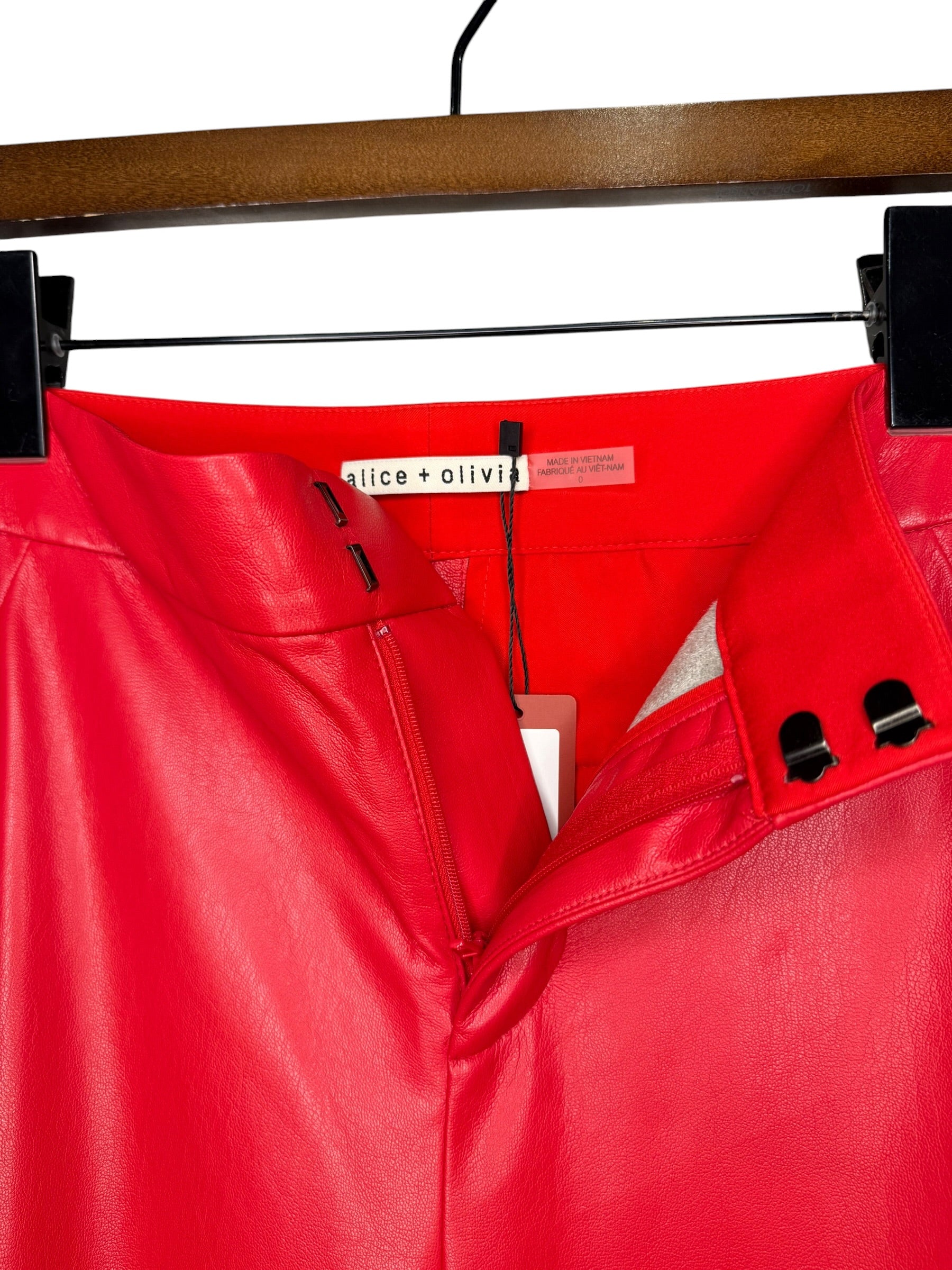 Alice & Olivia Red Leather Pants