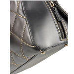 Chanel Vintage Black Leather Wild Stitch Bowler Handbag 2001