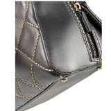 Chanel Vintage Black Leather Wild Stitch Bowler Handbag 2001