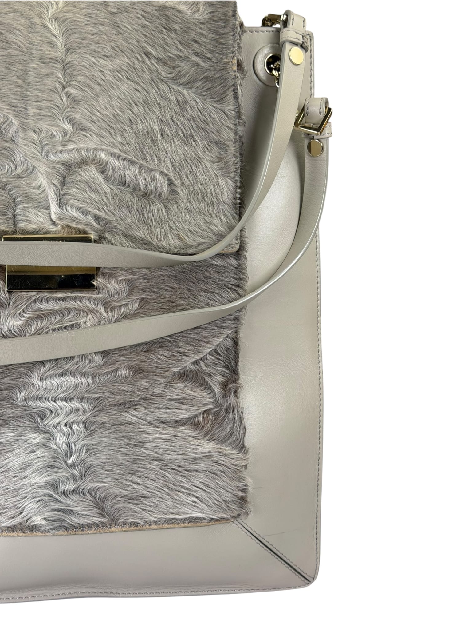 Jasonwu Grey Leather Lamb Fur Flap Tote