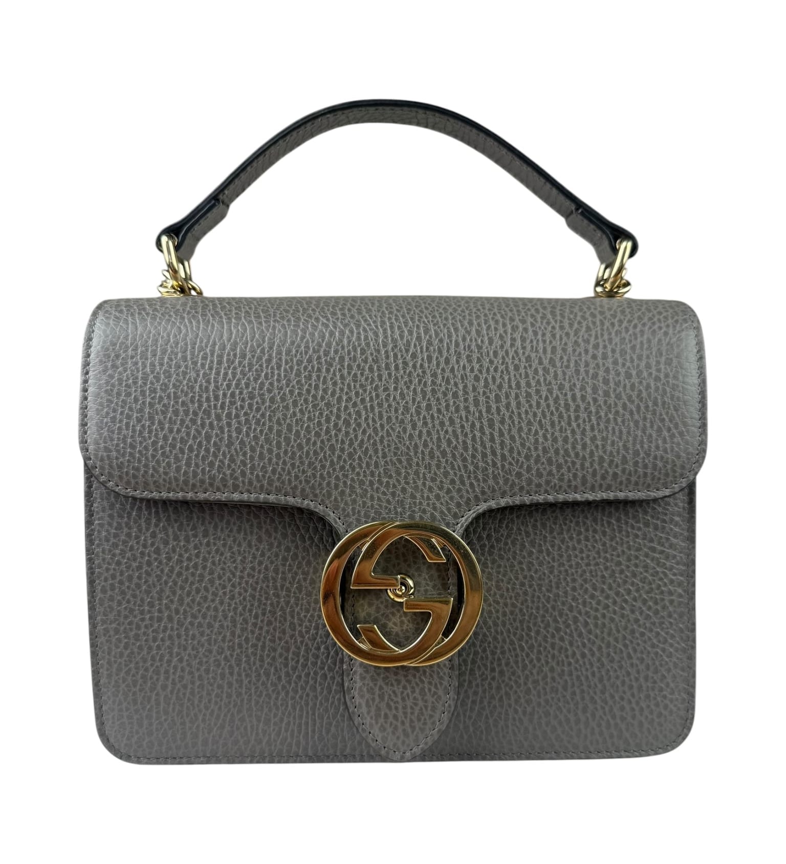 Gucci Grey Calfskin Interlocking Small G Shoulder Bag