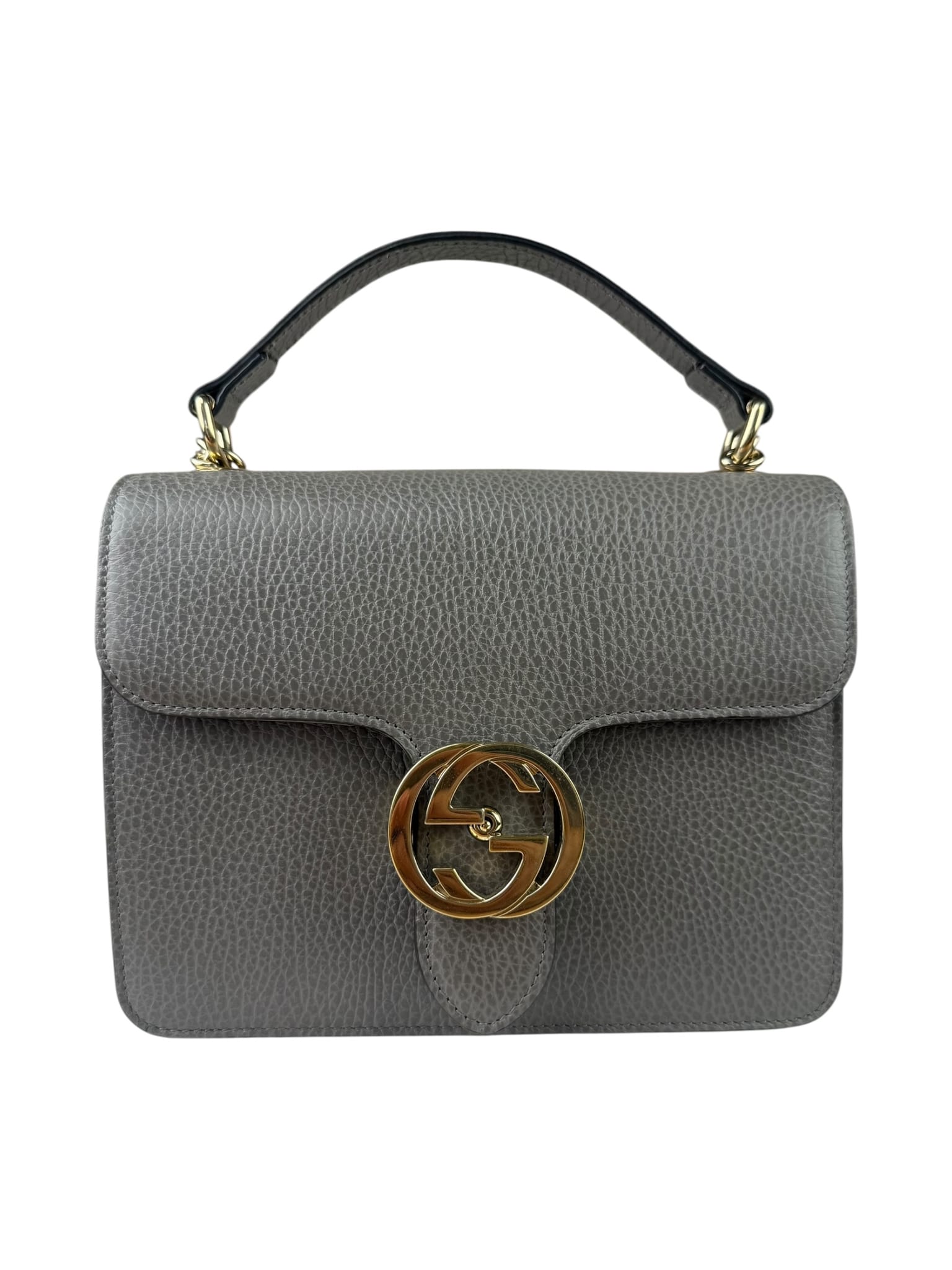 Gucci Grey Calfskin Interlocking Small G Shoulder Bag