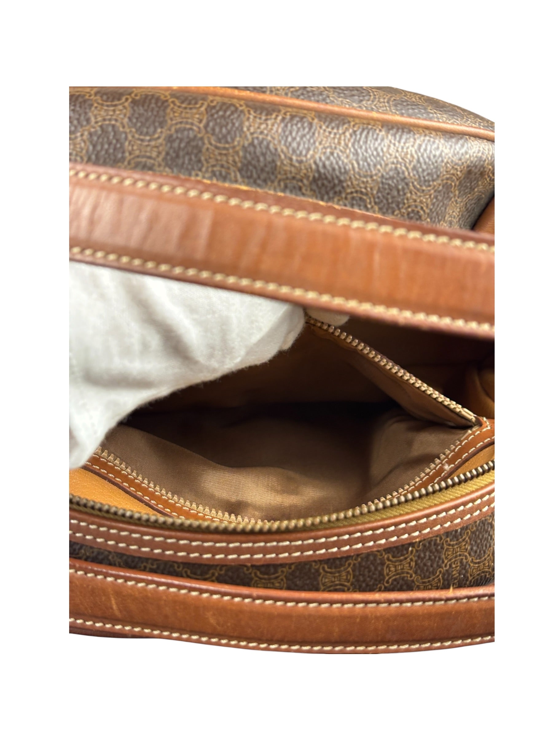 Celine Brown Leather Macadam Dome Handbag