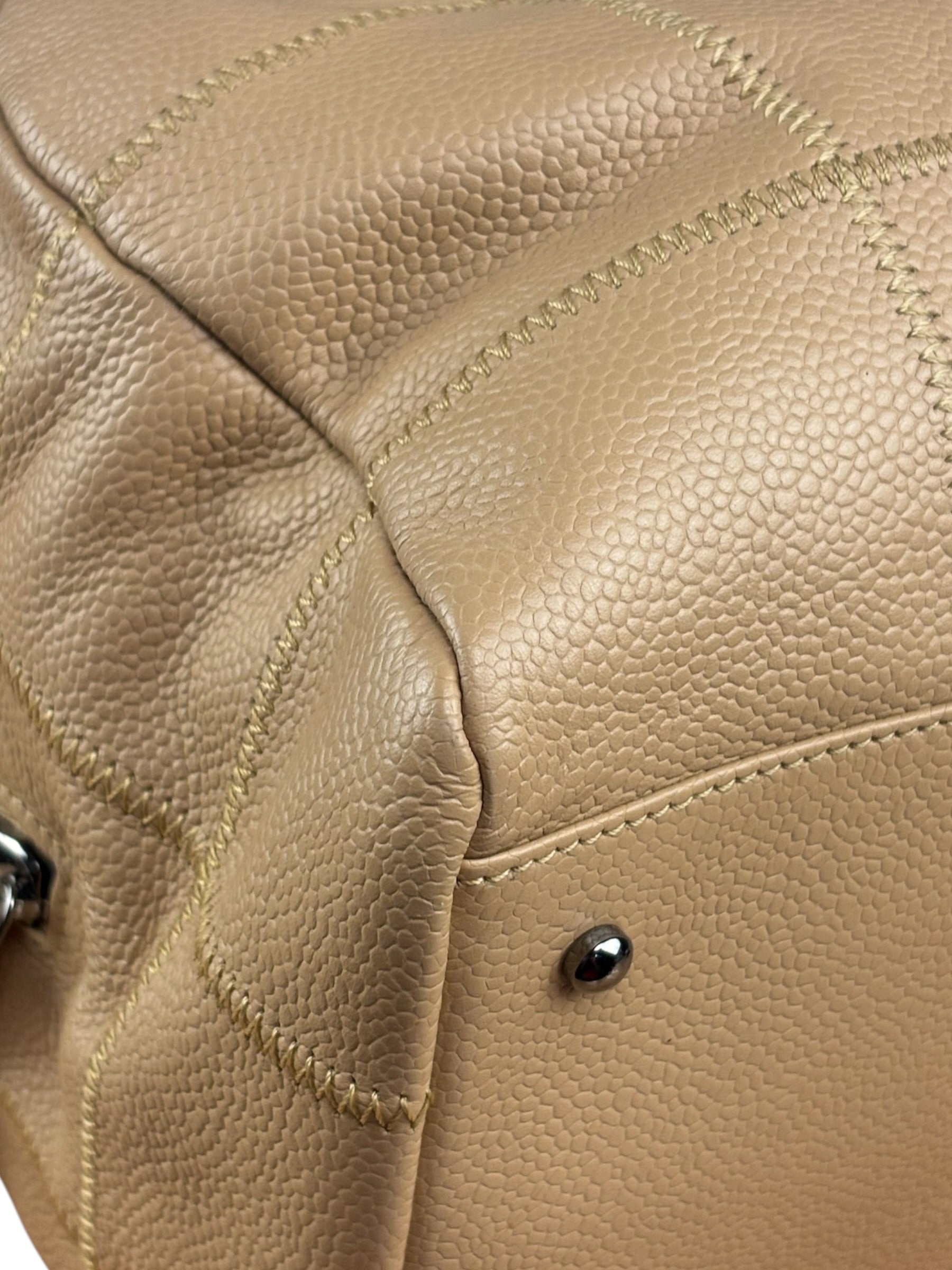 Chanel Beige Caviar Chocolate Bar Boston Bag