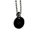 Gucci Sterling Silver Bottle-Cap-Style Enamel Logo Pendant Necklace